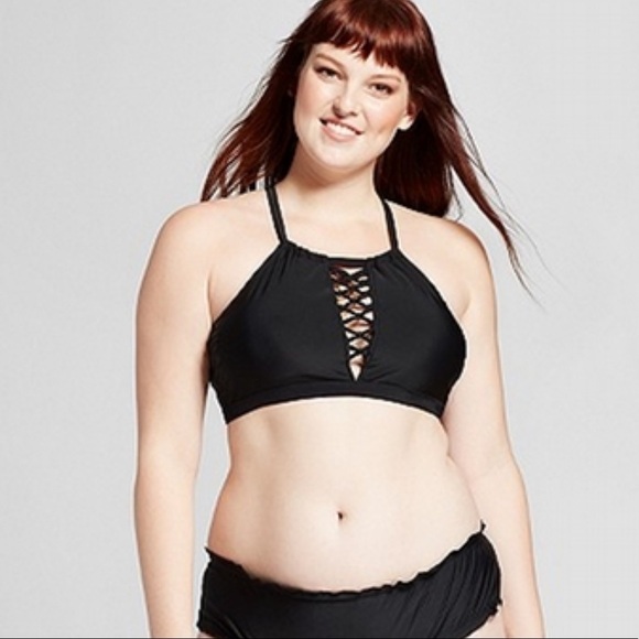 Xhilaration Macrame Detail High Neck Bikini Top - Picture 1 of 8